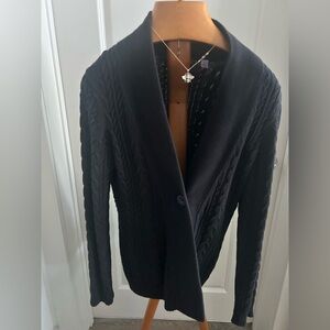 Classic Black Cable Knit Women's Cardigan, vintage, size medium